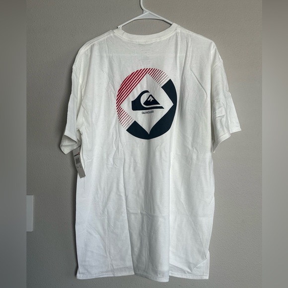 New Quiksilver Shirt Men’s L White Surf Graphic Print Logo Short Sleeve Retro - Picture 1 of 8